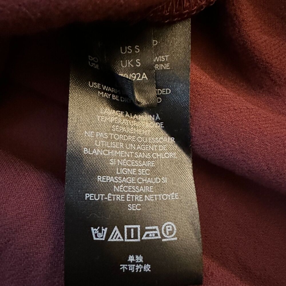 A by Anthropologie Maroon Shiny Adjustable Spaghetti‎ Strap Maxi Bodycon Dress S - Picture 5 of 7